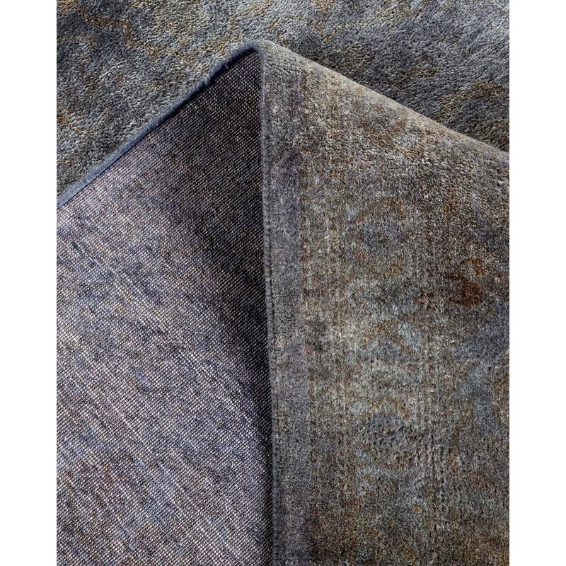 Overton Hand Knotted Wool Vintage Inspired Modern Contemporary Overdyed Gray Area Rug - 5' 3" x 8' 2"