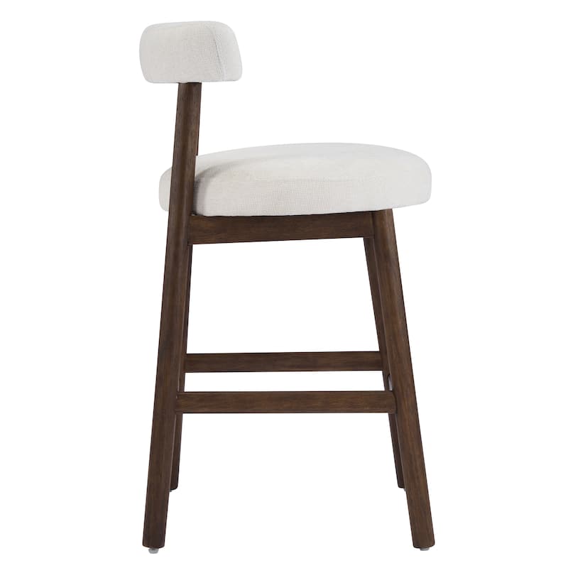 Christopher Knight Home - Riven Natural Rubberwood 26.77" Counter Stool Set with Beige Upholstery