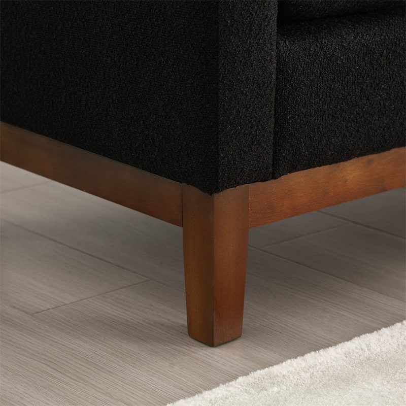Elegant Upholstered Bench,Ottoman with Wood Legs & Bolster Pillows