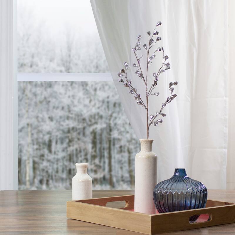 Glittered Artifcal Christmas Twig Spray - 30" - Silver