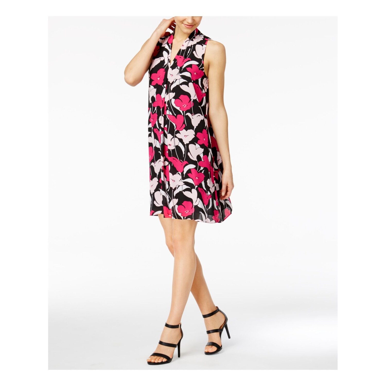 pink sleeveless shift dress