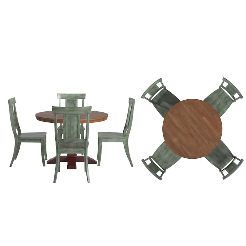 Ronda 45" Round Solid Wood Top Dining Set with Panel Back Chairs