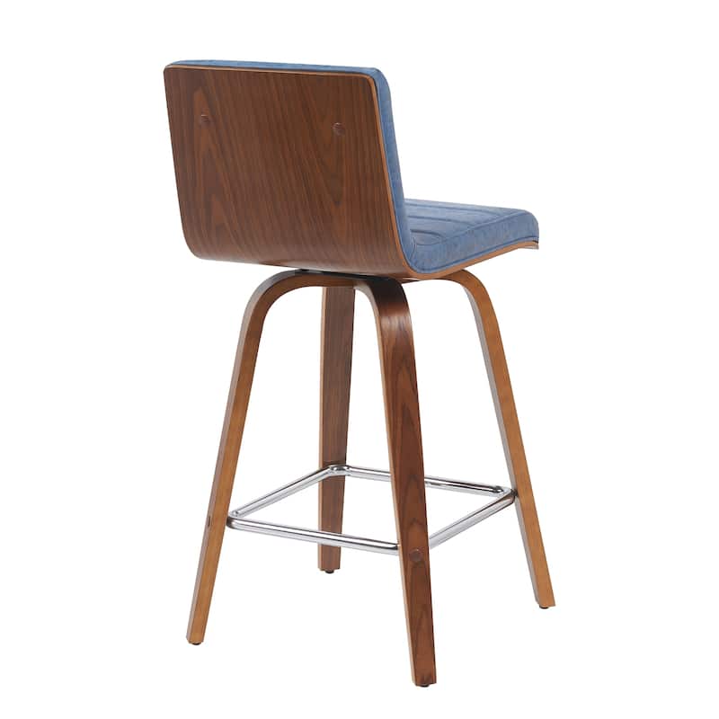 Skara Mid-Century Swivel Counter Stool, Upholstered Counter Height Chair with Bentwood Legs