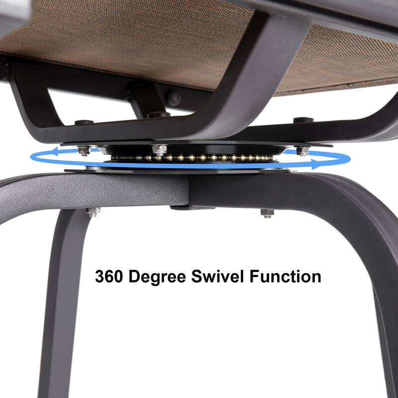 Outdoor Patio Swivel Bar Stools, All-Weather Textilene, Brown