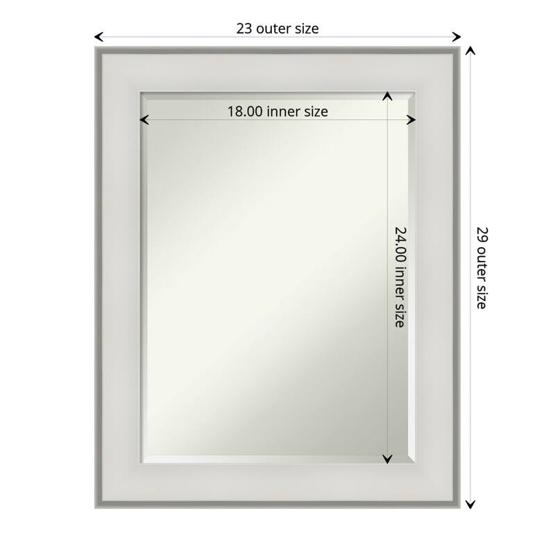 Beveled Bathroom Wall Mirror - Imperial Frame - Outer Size: 23 x 29 in - Imperial White