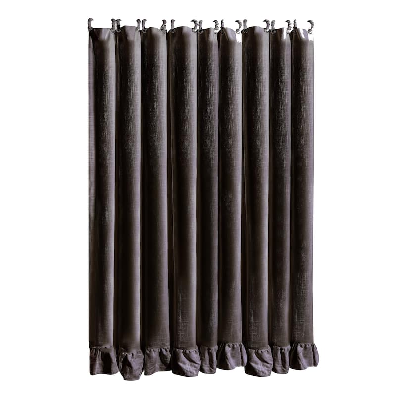 HiEnd Accents Lily Washed Linen Ruffled Shower Curtain, 72"x72"