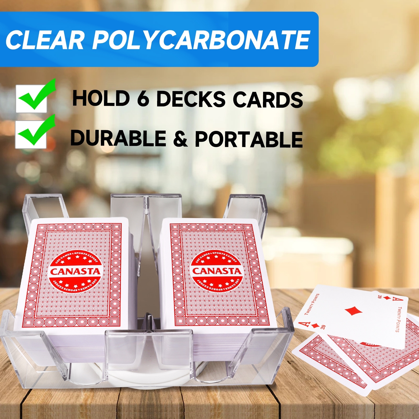 GSE Canasta Cards Game Set With 6 Deck Canasta Playing Cards With GSE(TM) Canasta Cards Game Set With 6 Deck Canasta Playing Cards With Point Values%2C A Revolving Card Holder Tray 100 Score Pads 