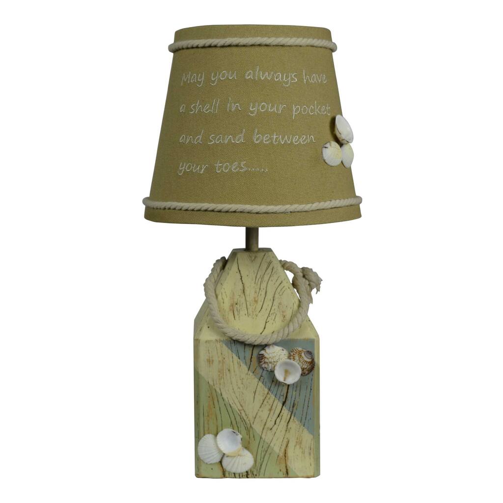 Seaside Accent Lamp with Rope and Seashells - 5.25 W x 8.50 D x 12 H