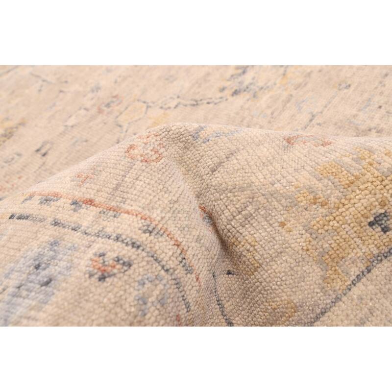 ECARPETGALLERY Hand-knotted Modern Oushak Light Grey Wool Rug - 4'0 x 5'10