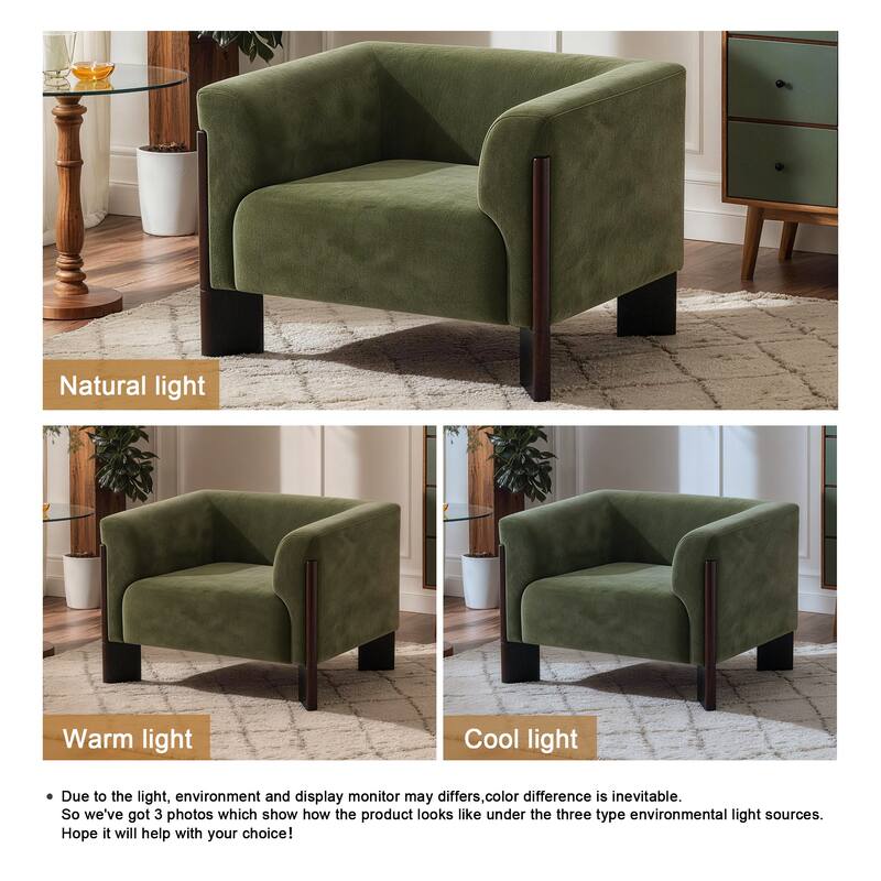 Mid-Century Tuxedo Arm Roomy Barrel Chair Oversized Loveseat Sofa