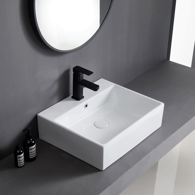 Eridanus Muro 20" x 16" Rectangular Bathroom Vessel Sink with Overflow