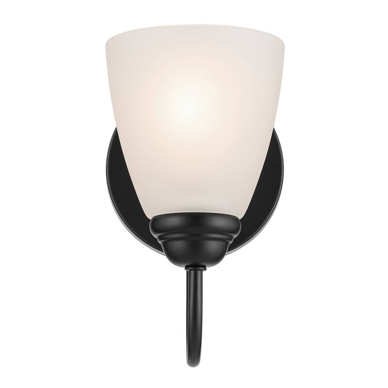 Kichler Lighting Jolie 1-Light Vanity Light with Satin Etched Glass in Black