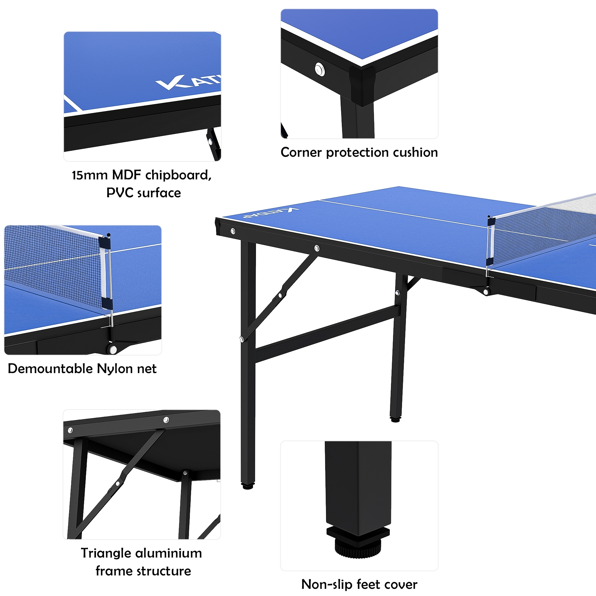 Aluminum Structure Portable Mini Table Tennis Set Fold up Indoor