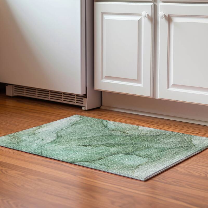Premium Washable Super Soft Abstract Waves Mayfield Rug - Green - 1' 8" x 2' 6" - Rectangle