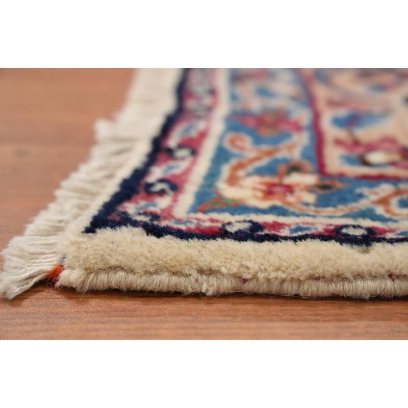 Hand Knotted Oriental 100% Wool Carpet Traditional Floral Beige & Ivories Kerman Area Rug - 11' 5'' X 8' 1''