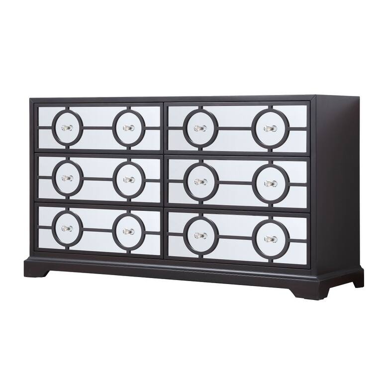 60 in. 6 Drawer Mirrored Cabinet