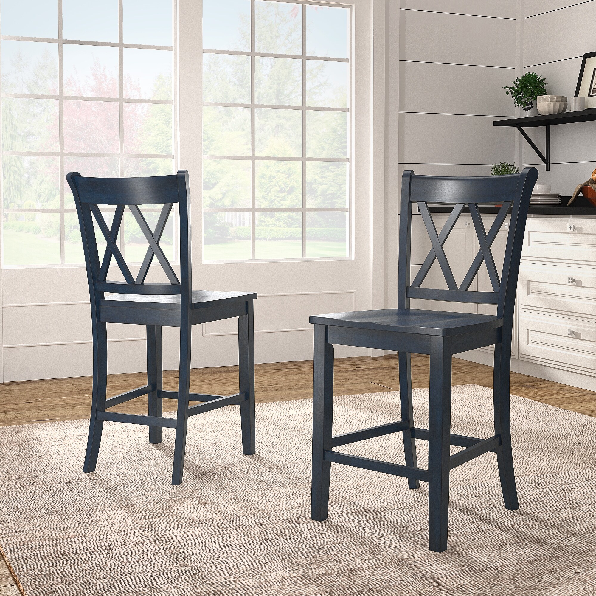 Ronda Double X-Back Counter Height Chairs (Set of 2) - On Sale