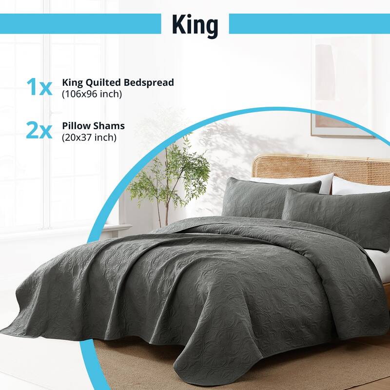 HLC.ME Benji - 3 Piece Size Quilt Set, Lightweight Bedspread Coverlet Set