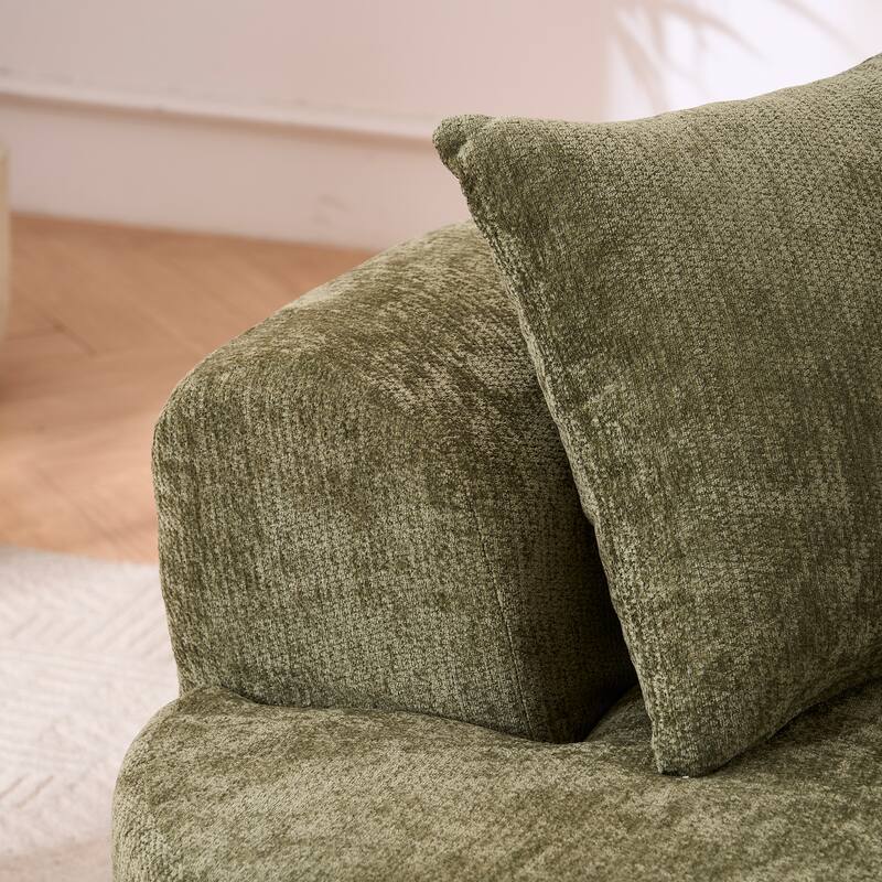 GDFStudio - Crescent-Shaped 67" Chenille Sofa with Self-Inflating Foam and Modular Design