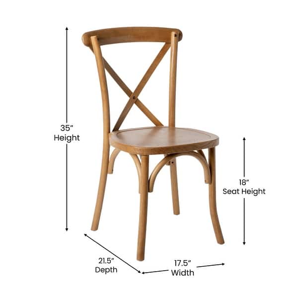 dimension image slide 1 of 4, 2 Pack Stackable Wood Cross Back Chair