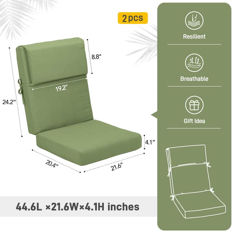 Aoodor Patio High Back Chair Cushions Set of 2