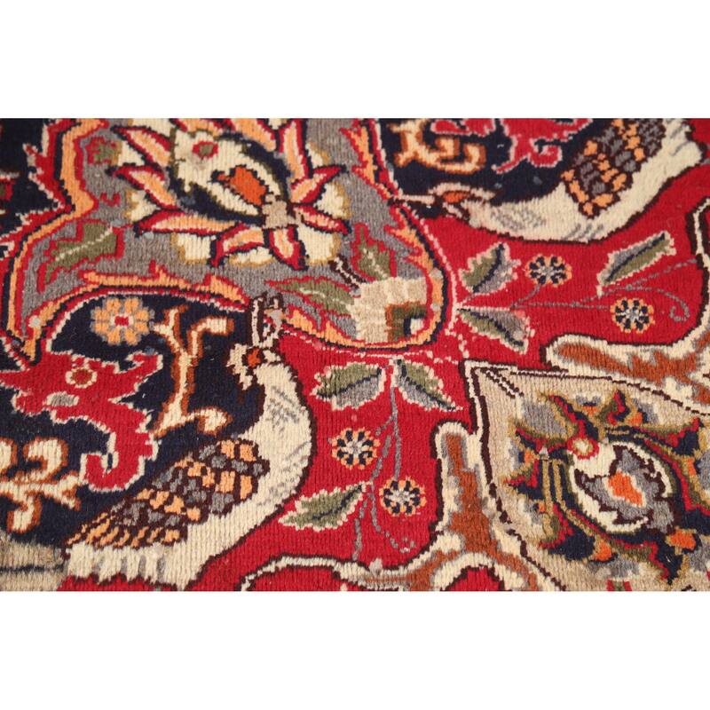 Hand Knotted Oriental 100% Wool Carpet Traditional Floral Navy Blue & Blues Kashmar Area Rug - 12' 1'' X 9' 5''