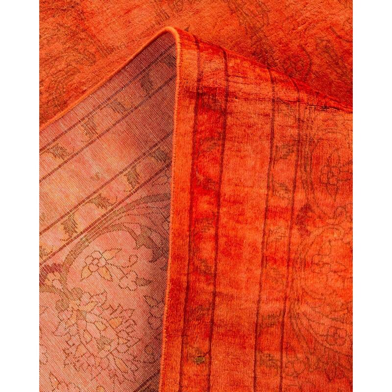 Overton Hand Knotted Wool Vintage Inspired Modern Contemporary Overdyed Orange Area Rug - 9' 2" x 12' 4"