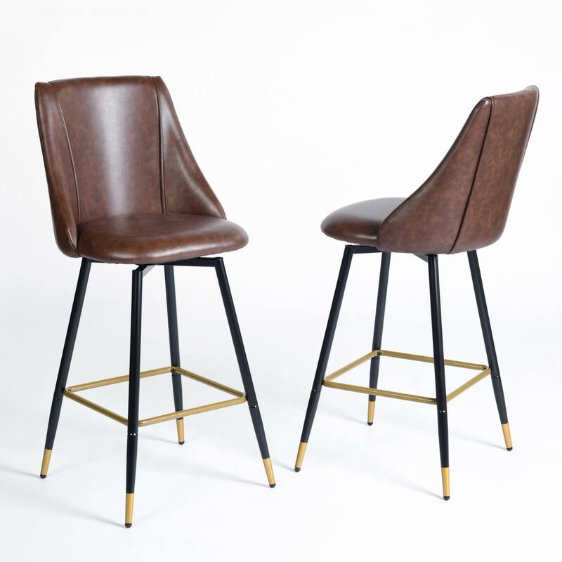 Set of 2 Modern 26'' Swivel Counter Height Bar Stools - 20.3" x 17.9" x 39.4"