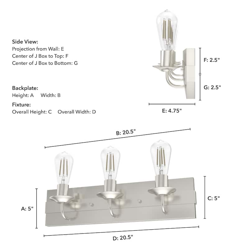 Hunter Perch Point Vanity Wall Light - Industrial, Modern Mountain, Rustic, Transitional - Damp Rated!