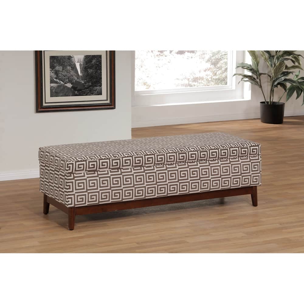 Brooke Transitional Wood Trim Tufted Storage Ottoman
