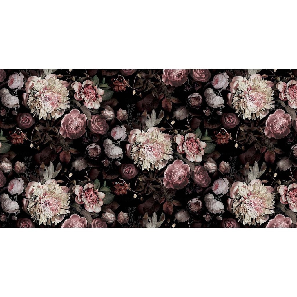 Romantic Noir Floral Luxurious Blooms Wallpaper Mural