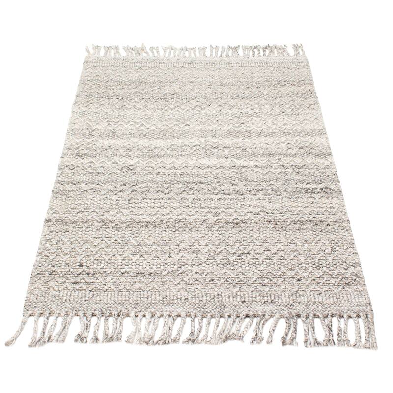 ECARPETGALLERY Braid weave Sienna Grey Wool Rug - 5'0 x 7'10