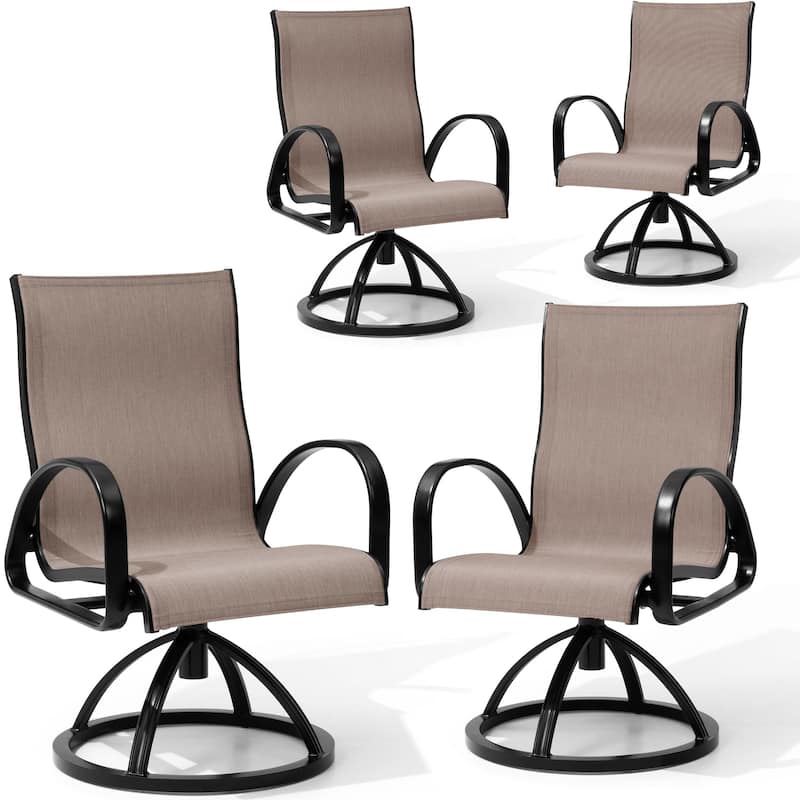 Outdoor Patio Swivel Aluminum Dining Chairs Sunbrella Fabric - Augustine Ashe - 4PCS