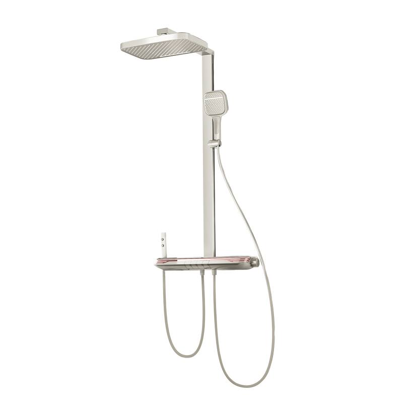 12.99" Brass LED Digital Display Shower System, Thermostatic Shower Faucet Set with Rough in-Valve