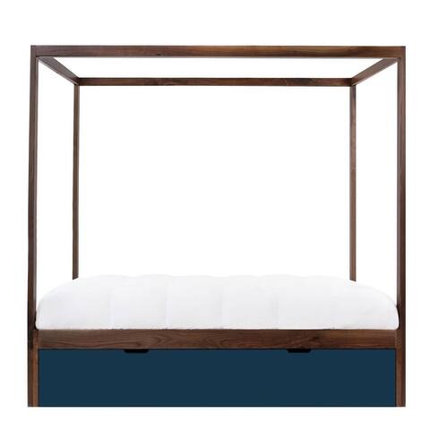 Cubo Zen Bed with Trundle Full, Made of Solid Walnut,