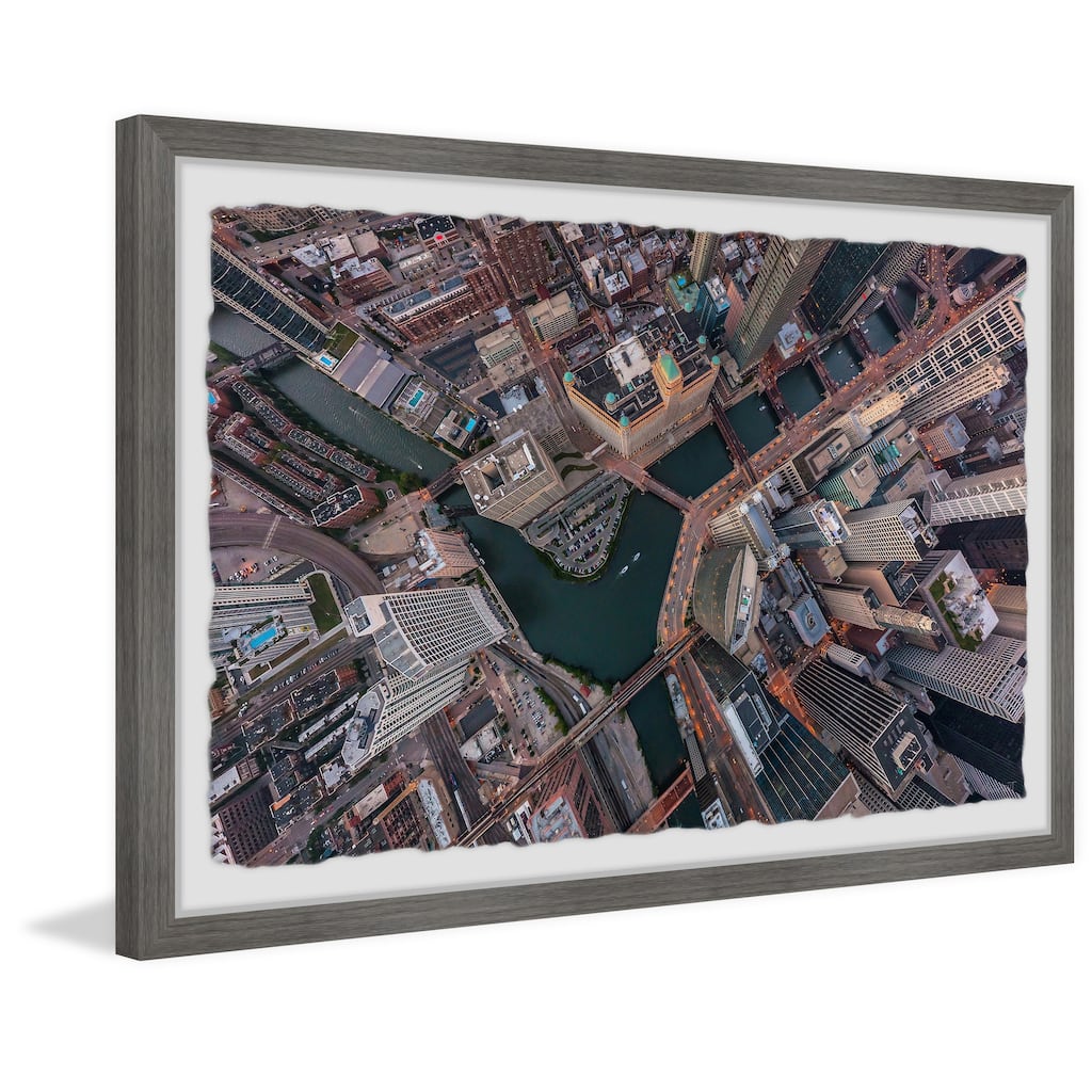 'Chicago Aerial' Framed Painting Print