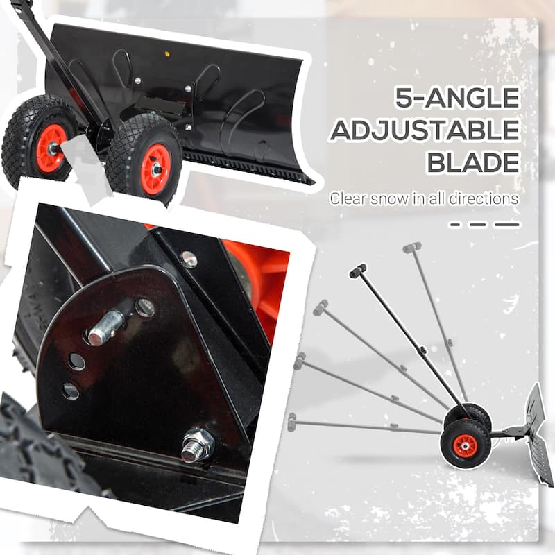 Snow Shovel with Wheels, Snow Plow Shovel Angle & Adjustable Handle