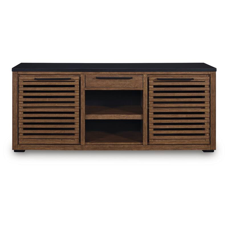 Signature Design by Ashley Kallari Warm Brown/Black Credenza - 66"W x 19"D x 28"H