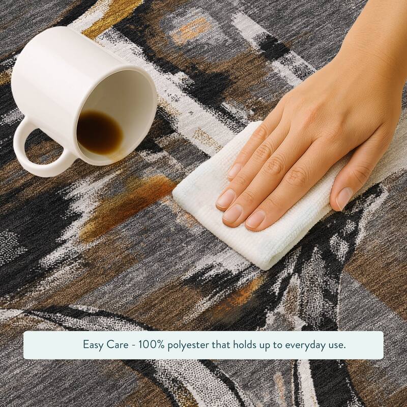 Machine Washable Indoor/ Outdoor Modern Erie Chantille Rug