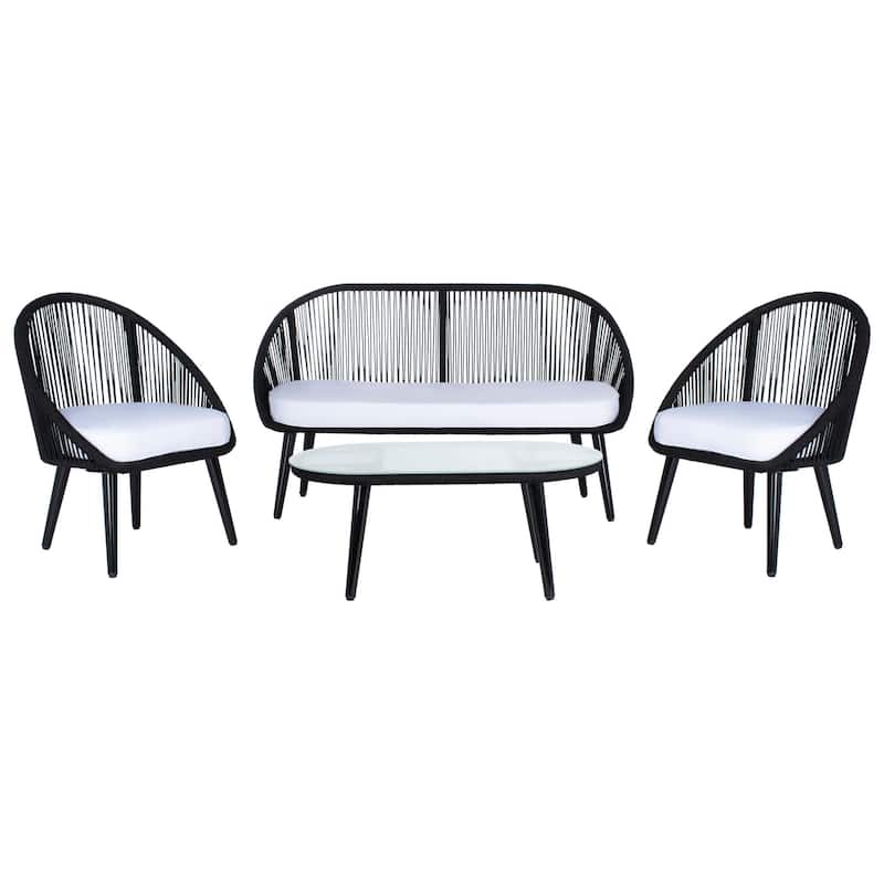 SAFAVIEH Outdoor Morena 4-Piece Conversation Patio Set - 54W x 34D x 24H