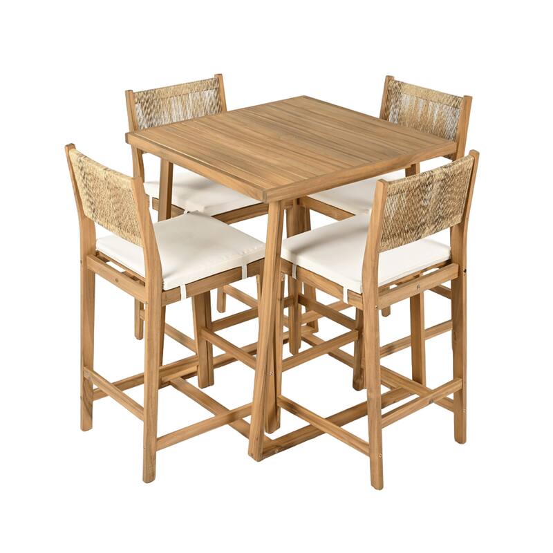 Christopher Knight Home - Hudson 5-Piece Acacia Wood Outdoor Bar Set