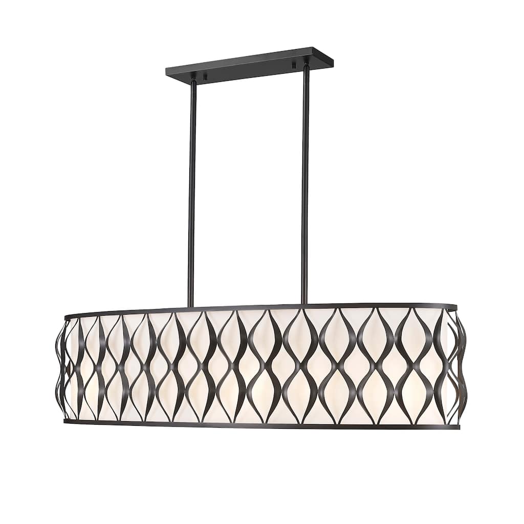 Harden by Z-Lite 10 Light Linear Chandelier in Matte Black with White Fabric Shade - Matte Black