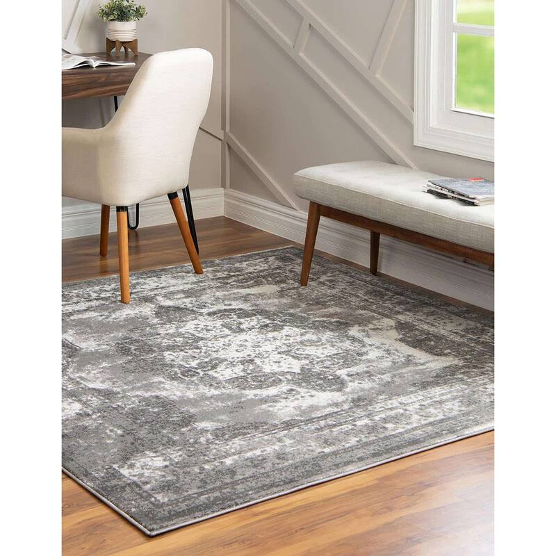Transitional Fredo Collection Area Rug - 6' Square - Gray