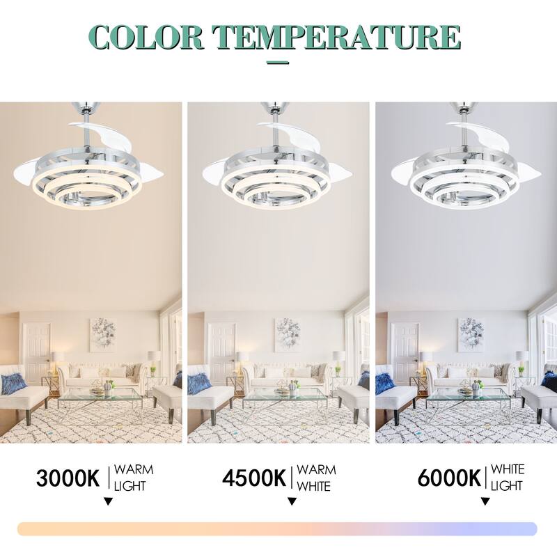Oaks Aura 42in. LED DIY Shape Modern Ring Ceiling Fan With Lights, 6-Speed Latest DC Motor Remote Control Rose Ceiling Fan