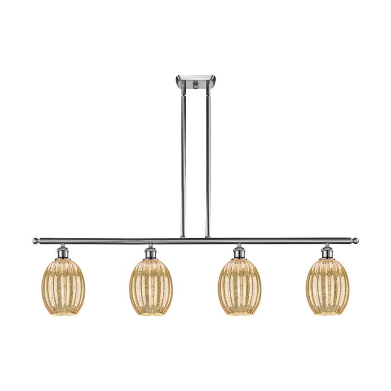 Innovations Lighting Endless Possibilities Ballston - Preston - 4 Light 48" Bulb Shade Stem Hung Island Light - Mercury/Brushed Satin Nickel