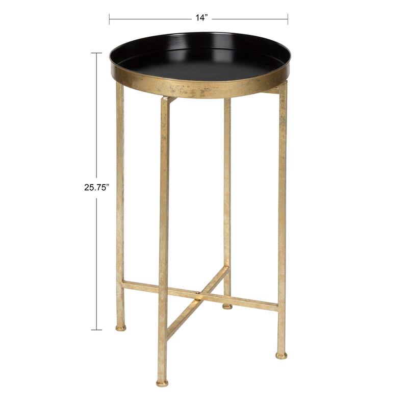 Kate and Laurel Celia Round Foldable Metal Accent Table - 14x14x26