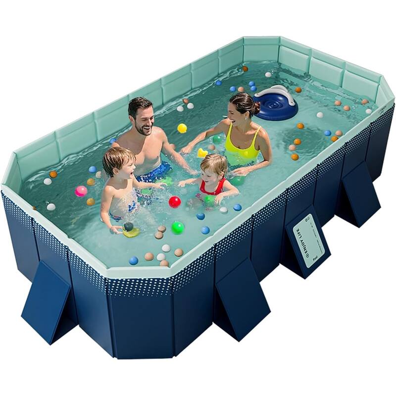 Swimming Pool w/Durable PVC Material,Easy Setup and Foldable Storage