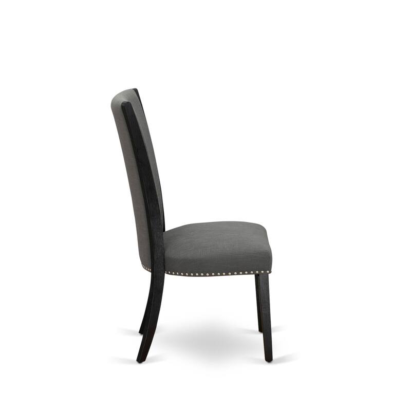 East West Furniture Verona Parson Dining Chairs - Nail head Trim Linen Fabric Chairs, Set of 2(Finish Options)
