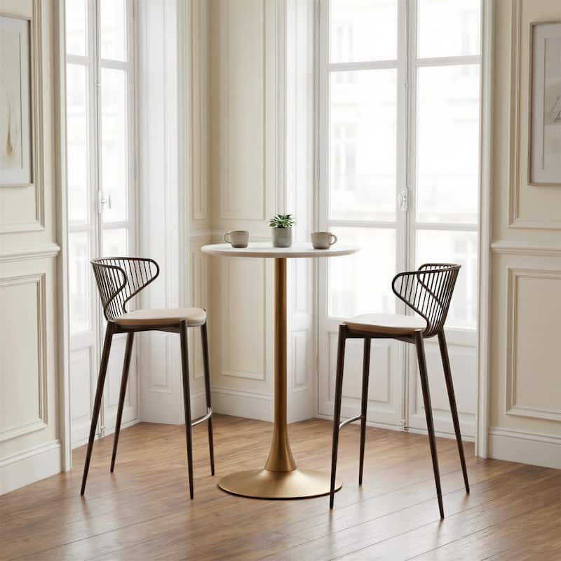 Auray Bar Table White & Gold