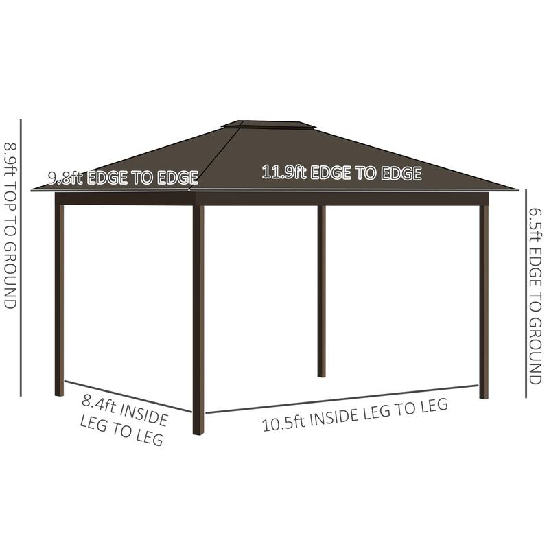 Gazebo with Curtains Netting Metal Roof Canopy with Aluminum Frame and Top Hook